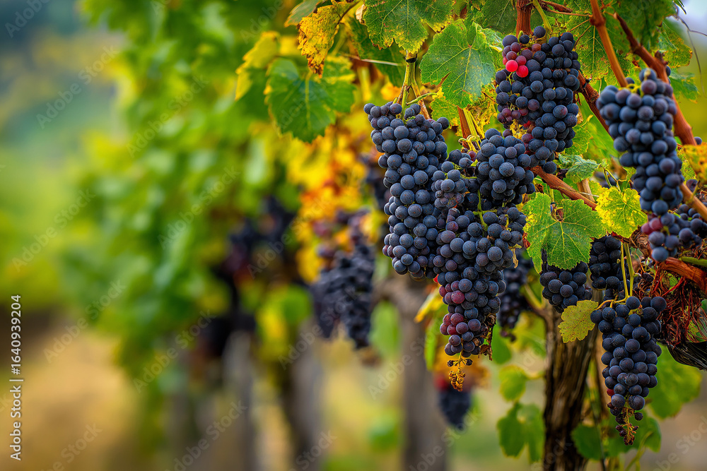 Fototapeta premium Vineyard with ripe grapes ready for harvest