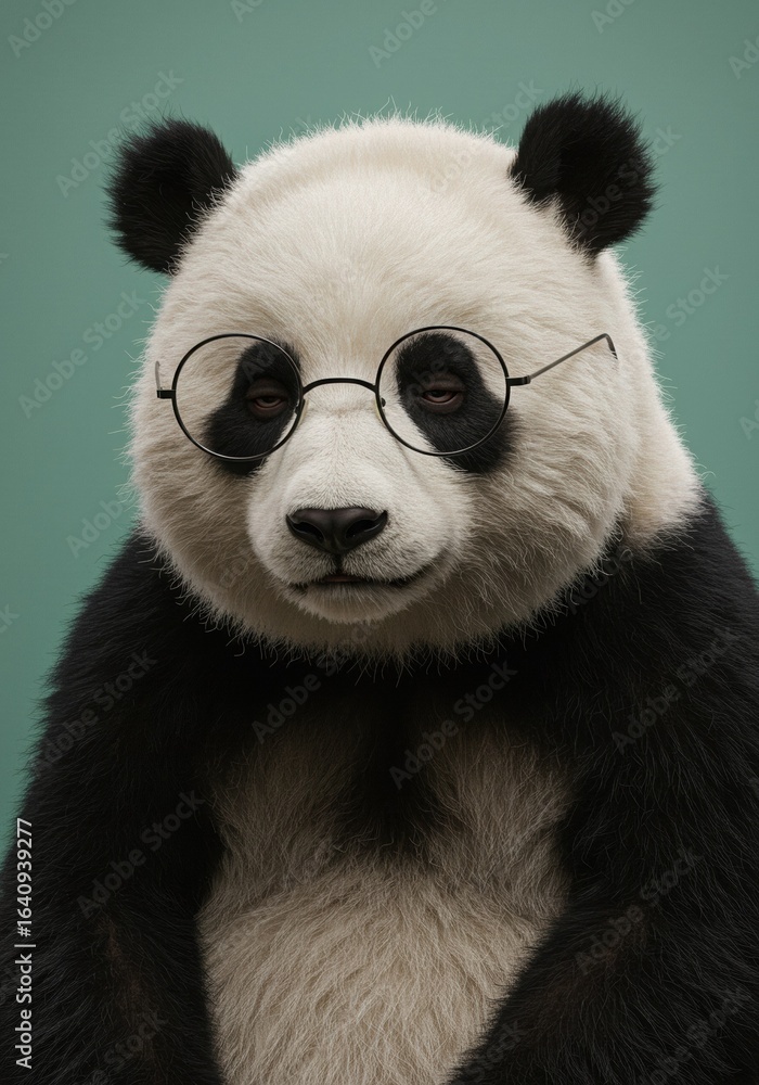Fototapeta premium Panda Wearing Glasses Close-up Portrait