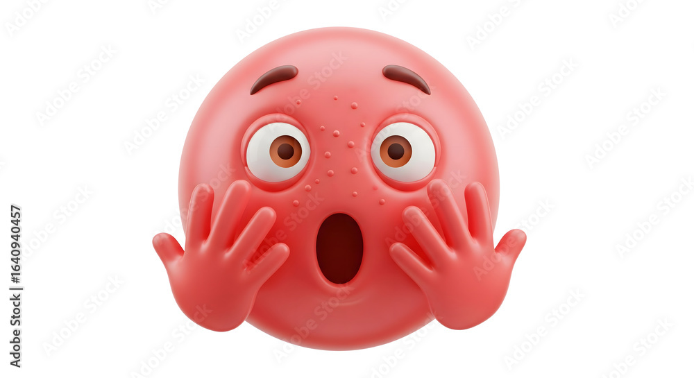 Fototapeta premium A little boy and girl with funny faces play with a red and blue ball, smiling happily