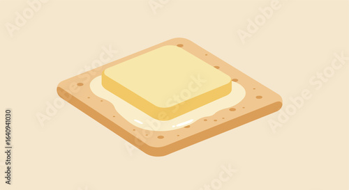 Toast topped with Melting spread, on a light background, simple, cozy look