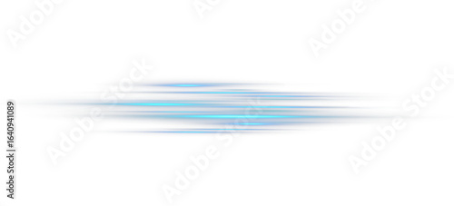 Light effect of neon lines movement.Horizontal lines. Speed ​​effect on a transparent background.lines of light, speed and movement.	

