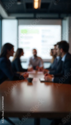 Generative AI: Blurry Image of Business Professionals Engaged in a Meeting Discussing Strategic
