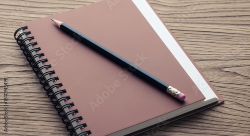 Wallpaper Mural Spiral Notebook and Pencil on Wooden Surface, Ideal for Notes, Planning, and Creative Writing Torontodigital.ca