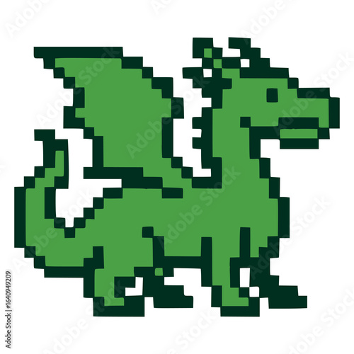 pixelated dragon retro flat color vector illustration template design