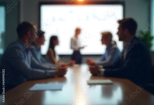 Generative AI Image: Business Team in Meeting Room, Presentation with Statistics Analysis