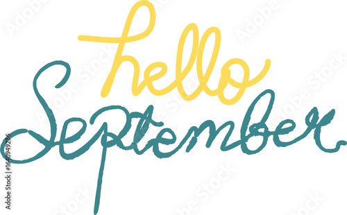 hello september hand drawn font. hand drawn text caligraphy