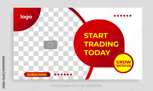 Online Business Success Secrets eye-catching bold and colorful Editable YouTube thumbnail design template with strong understanding and creative style
START TRADING TODAY