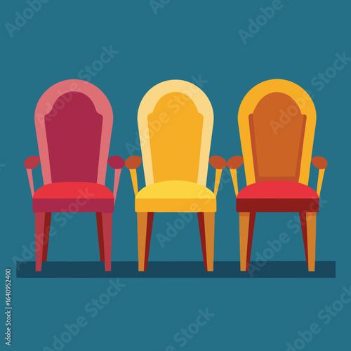 Three Chairs Furniture Vector Illustration