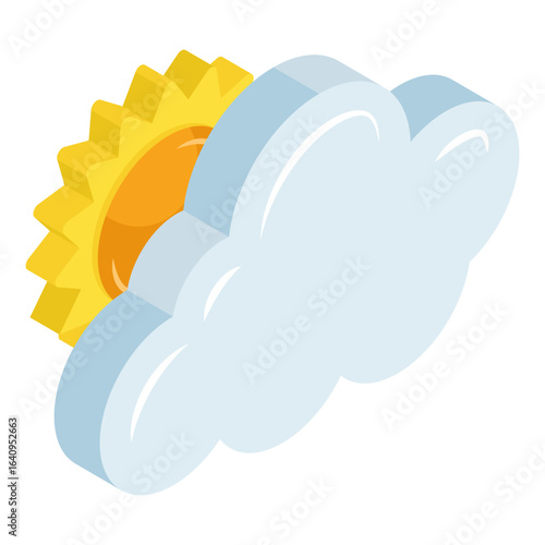 A unique design icon of partly sunny day