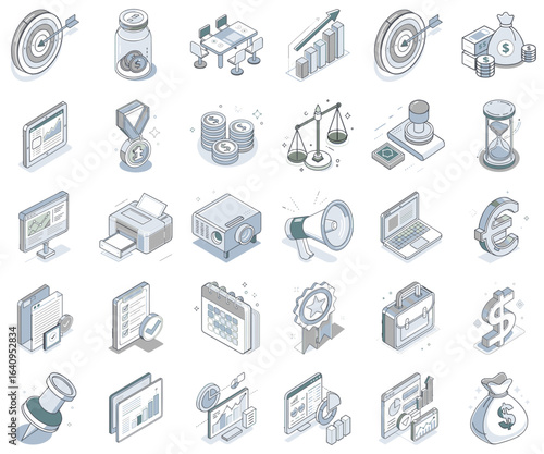 Business icon set for blogs, websites, clipart, finance, office, management, analytics, educational and awareness materials, presentations