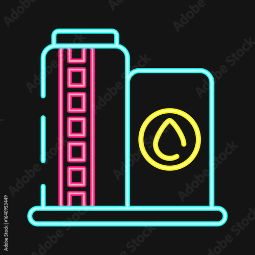 Icon oil storage. Oil Industry elements. Icon in neon style.