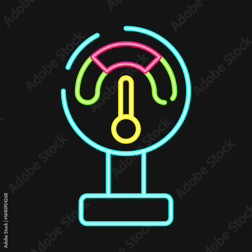 Icon pressure meter. Oil Industry elements. Icon in neon style.