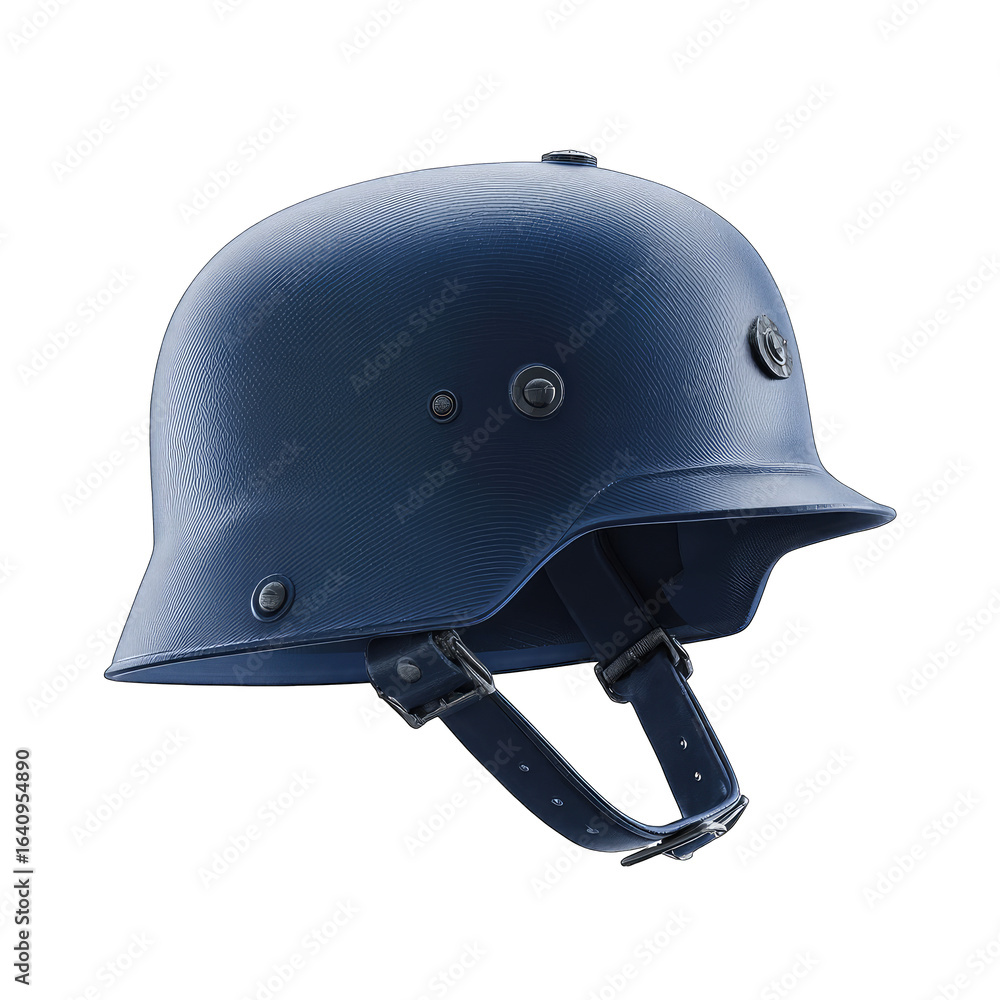 Fototapeta premium Side view of a dark blue military helmet