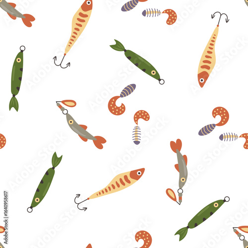 Seamless Pattern of Fishing Lures