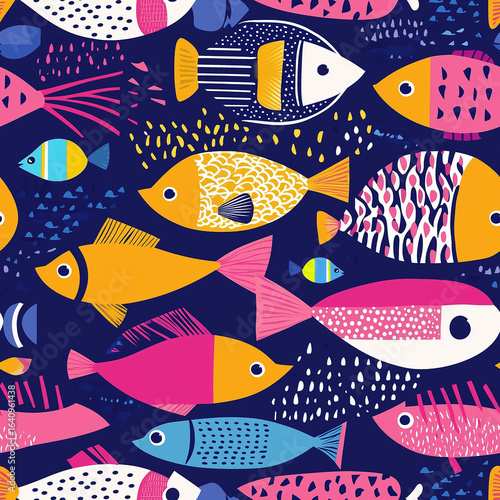 Seamless pattern with fish