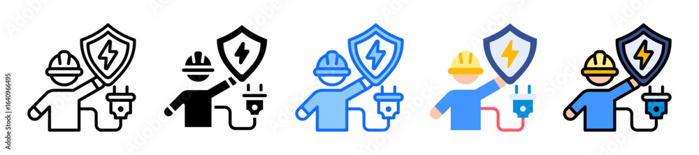Obraz premium Electrical Safety icon Multi Style Vector Illustration