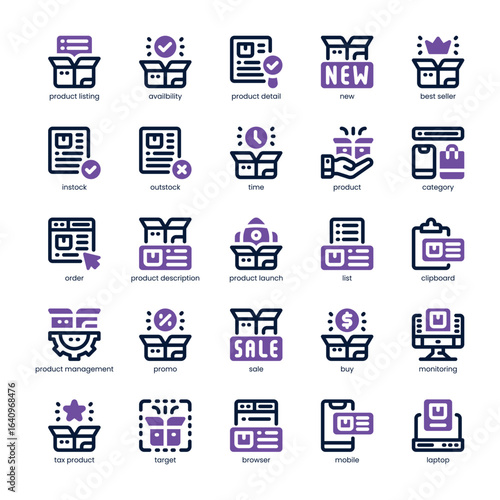 Product Listing Icon pack for your website, mobile, presentation, and logo design. Product Listing Icon dual tone design. Vector graphics illustration and editable stroke.