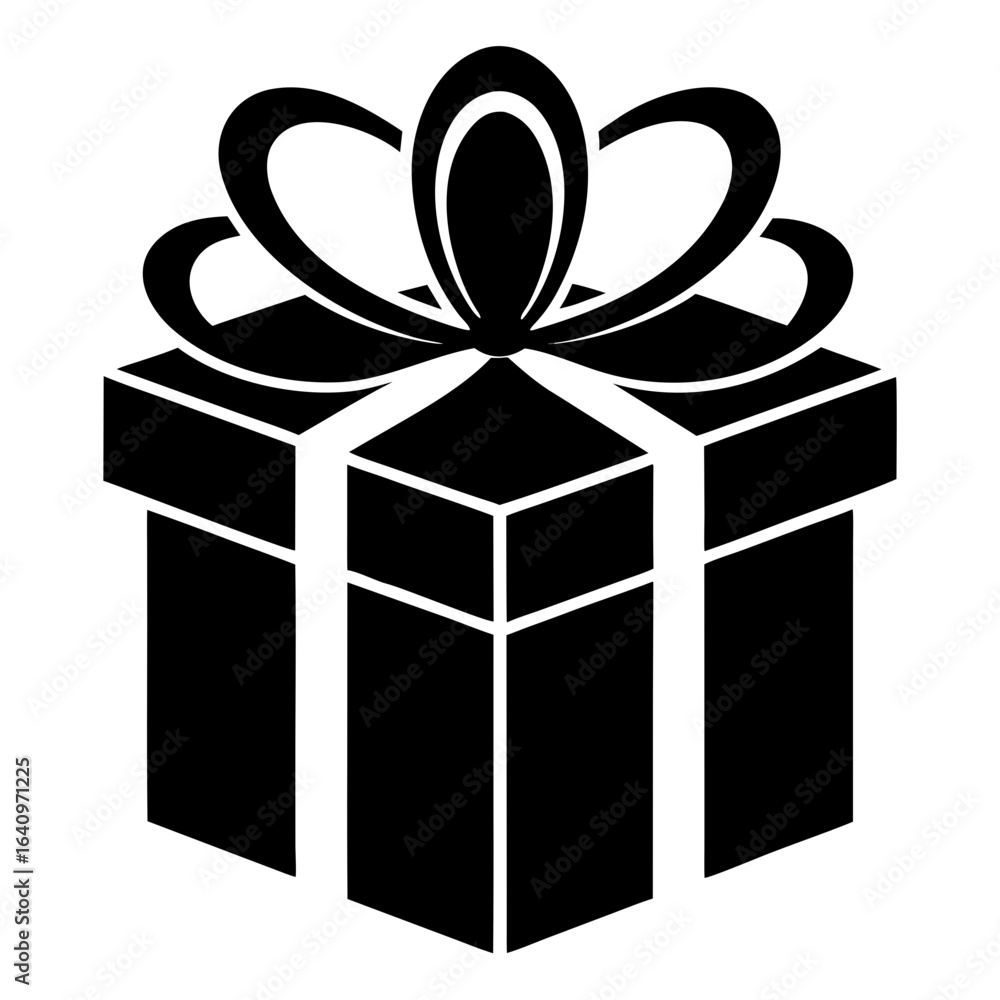 Obraz premium Gift Box vector clean black silhouette design white background