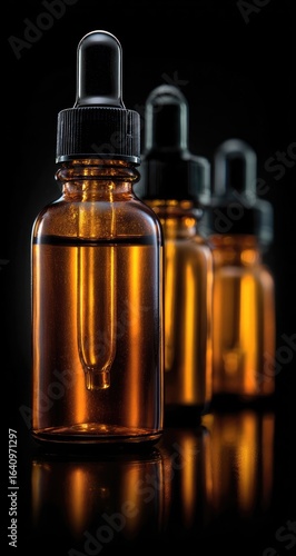 Wallpaper Mural Amber dropper bottles, illuminated, dark background Torontodigital.ca