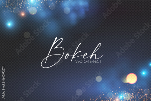 Abstract gold bokeh background with magic fog. Shining transparent light effect. Textured space