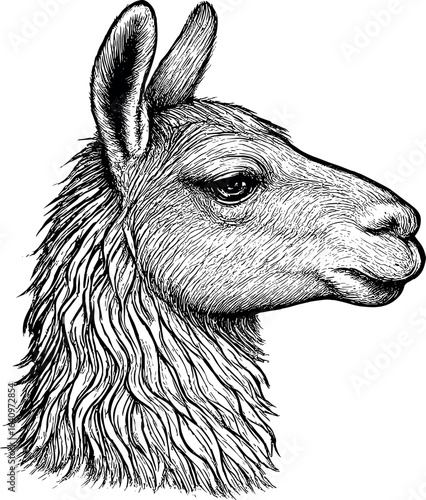 Llama Head vector silhouette design for T-Shirt