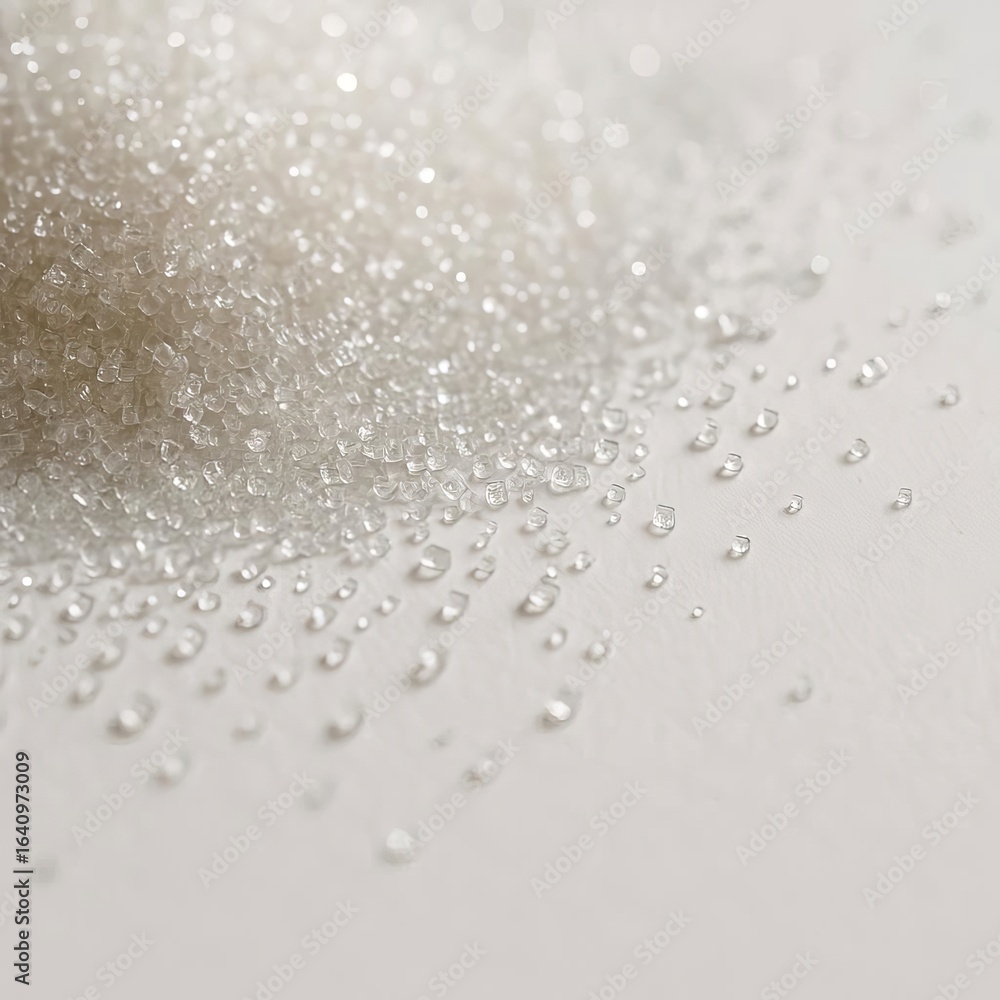 Fototapeta premium Sugar granules macro close-up texture on white background