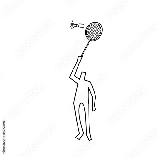 Doodle art of man is playing badminton