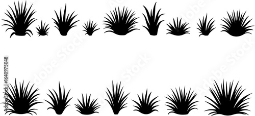 "Grass and Shrub Silhouette Set" vector bundle