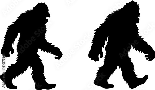 Primate Evolution Silhouette Sequence Illustration"