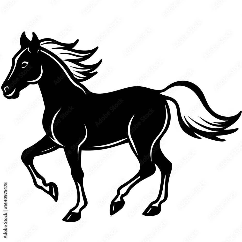 Obraz premium Horse Galloping Silhouette vector