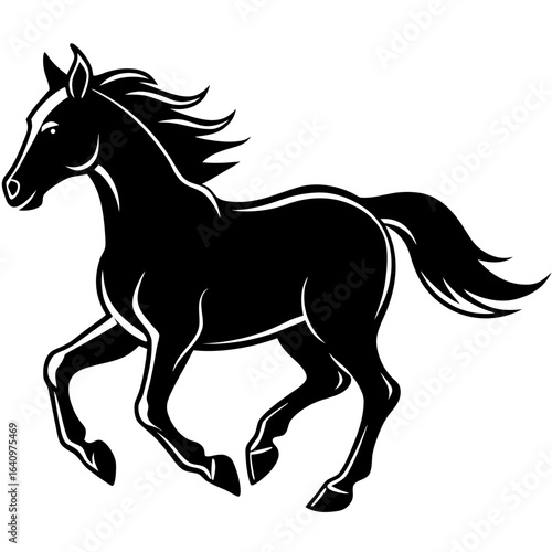 Horse Galloping Silhouette vector