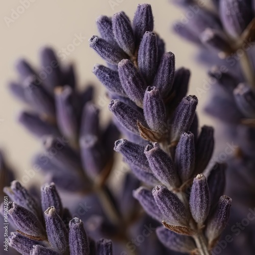 Close-up macro view of dried lavender flowers texture

