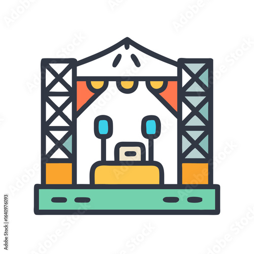 Modern stage setup with lights and sound equipment