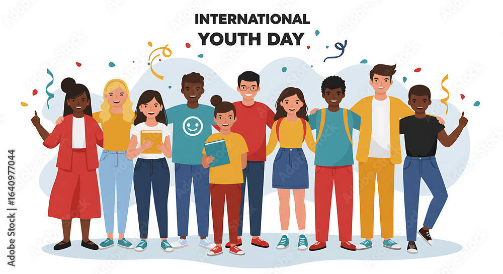 Obraz premium Celebrating International Youth Day Diverse Group of Young People