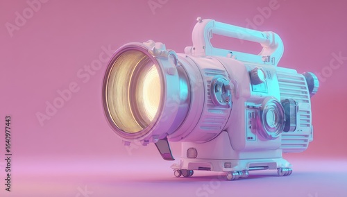 Studio still life of a large, modern camera