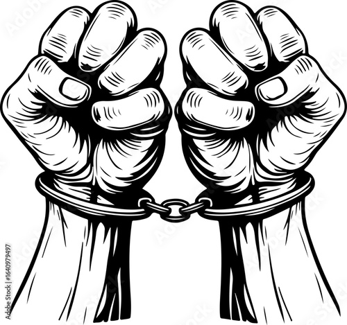 Hands in Shackles  chained, captivity, imprisonment,  , freedom fight,  vector bundle