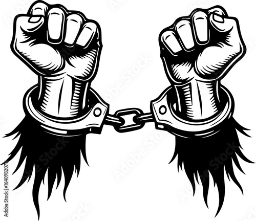 Hands in Shackles  chained, captivity, imprisonment,  , freedom fight,  vector bundle