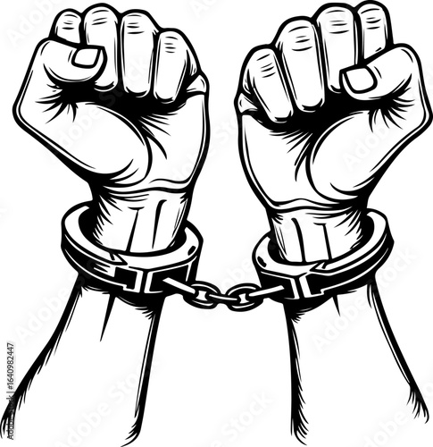 Hands in Shackles  chained, captivity, imprisonment,  , freedom fight,  vector bundle