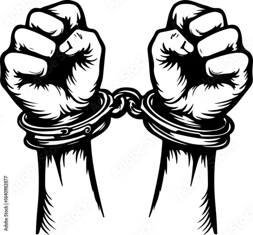 Hands in Shackles  chained, captivity, imprisonment,  , freedom fight,  vector bundle