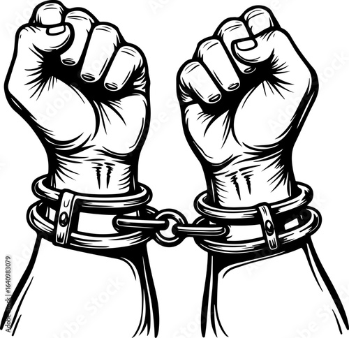 Oppression Symbol – Handcuffed Fists Protest Vector Illustration