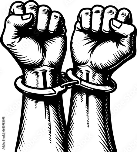 Oppression Symbol – Handcuffed Fists Protest Vector Illustration