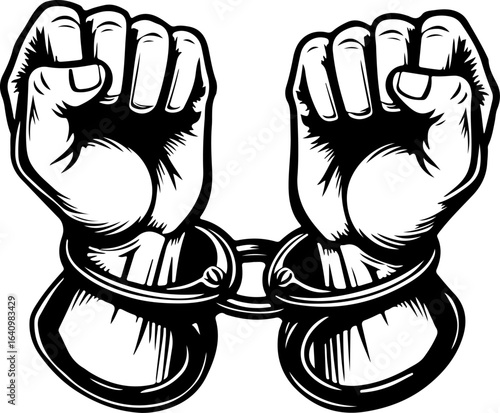 Hands in Shackles  chained, captivity, imprisonment,  , freedom fight,  vector bundle