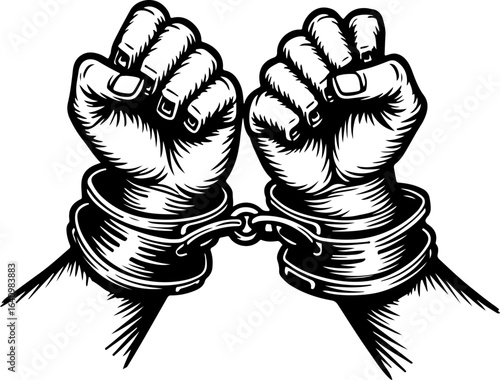 Hands in Shackles  chained, captivity, imprisonment,  , freedom fight,  vector bundle