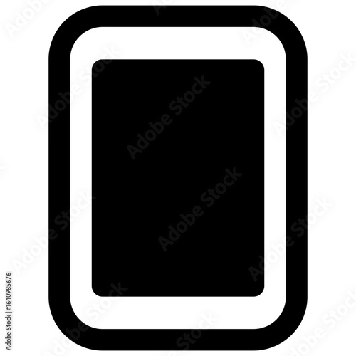Tablet. Outlined stroke vector icon with black-filled details.