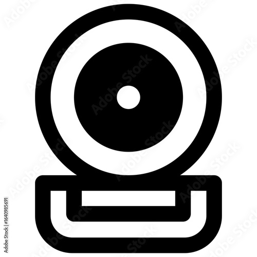 Webcam. Outlined stroke vector icon with black-filled details.