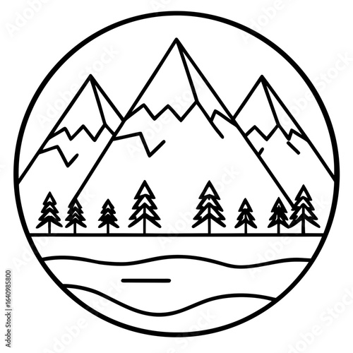 Moraine line art vector