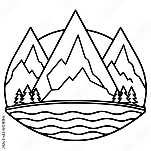 Moraine line art vector