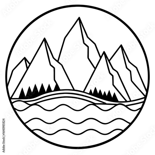 Moraine line art vector