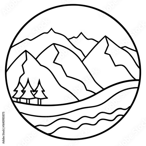 Moraine line art vector