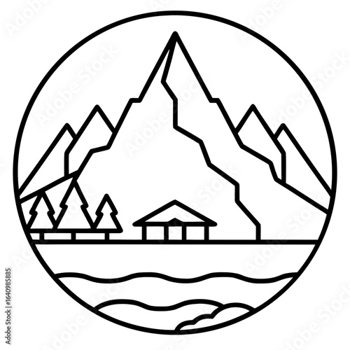 Moraine line art vector